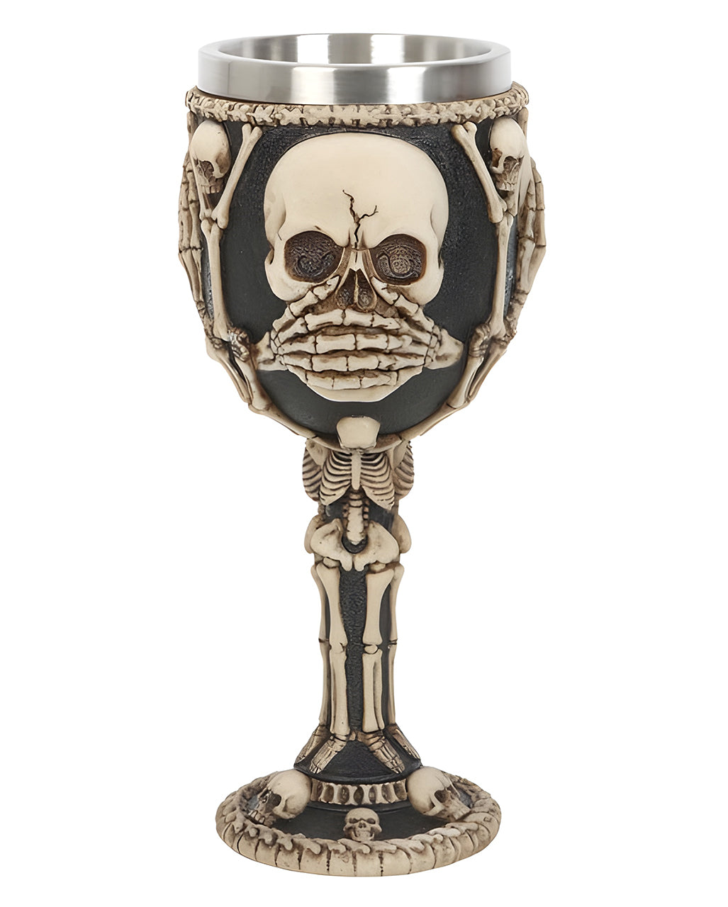 Skull Goblet With 3 Skulls & Bones As Motif 19cm