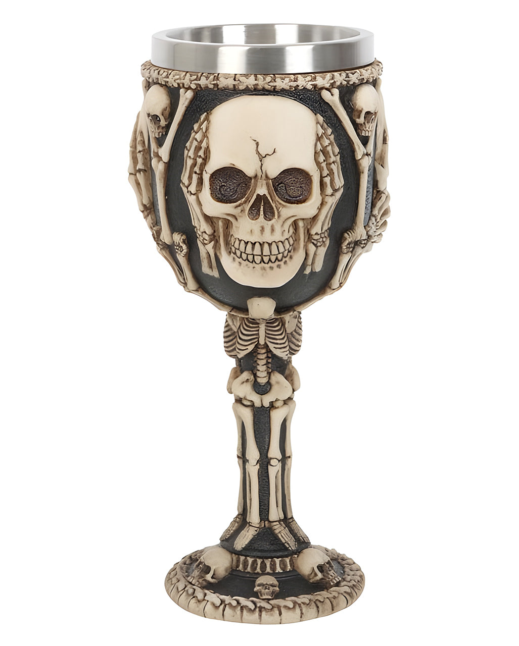 Skull Goblet With 3 Skulls & Bones As Motif 19cm