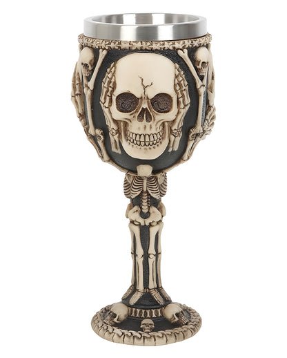 Skull Goblet With 3 Skulls & Bones As Motif 19cm