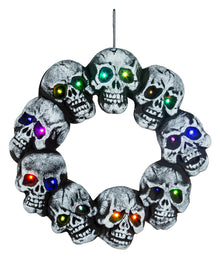 Totenschädelkranz mit Farbwechselnden LED´s 44cm Ø