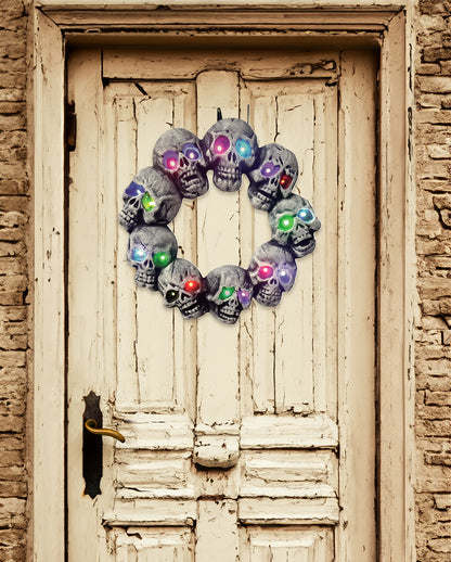 Skull Wreath With Color Changing LED Lighting 44cm Ø
