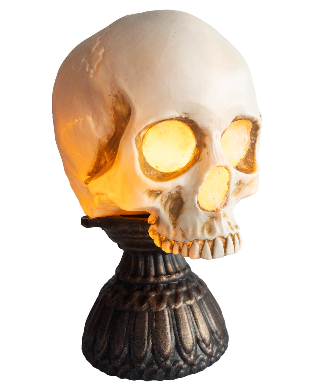 Totenkopf mit Flammenlicht & Gruselsound 28cm