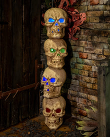 Skull Tower With 4 Skulls & Light 120cm