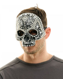 Totenschädel Halbmaske mit Glitzersteinchen