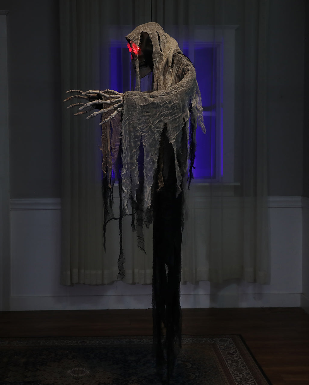 Skelett Phantom Hängefigur mit Licht & Sound 182cm