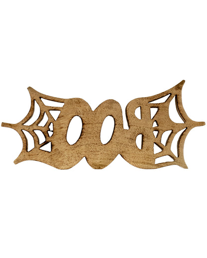 Urbane "Boo" Tischdekoration mit Spinnweben aus Holz 25cm