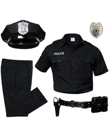 US-Police Officer Herrenkostüm mit Mütze & Abzeichen