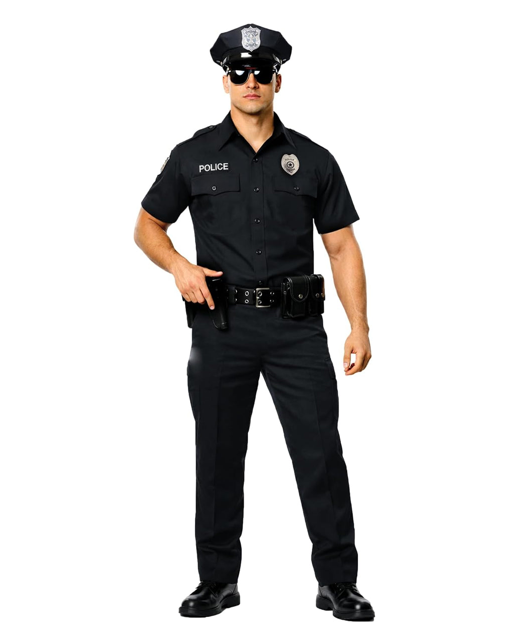 US-Police Officer Herrenkostüm mit Mütze & Abzeichen