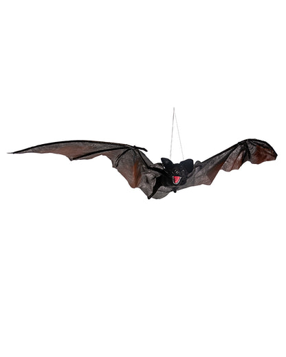 Schwarze Vampir Fledermaus mit Bewegung, Licht & Sound 122cm