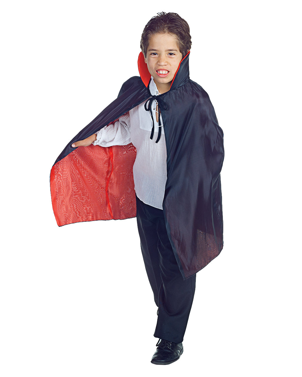 Schwarz-rotes Vampir Cape für Kinder