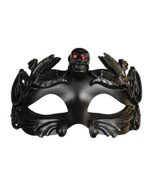 Venezianische Augenmaske mit Totenkopf & Strasssteinen schwarz