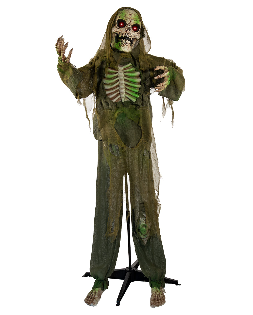 Vermoderter Fetzenzombie mit Licht, Sound & Bewegung 163cm