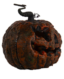 Verrotteter Halloween Kürbis mit Strunk & LED Licht 25cm
