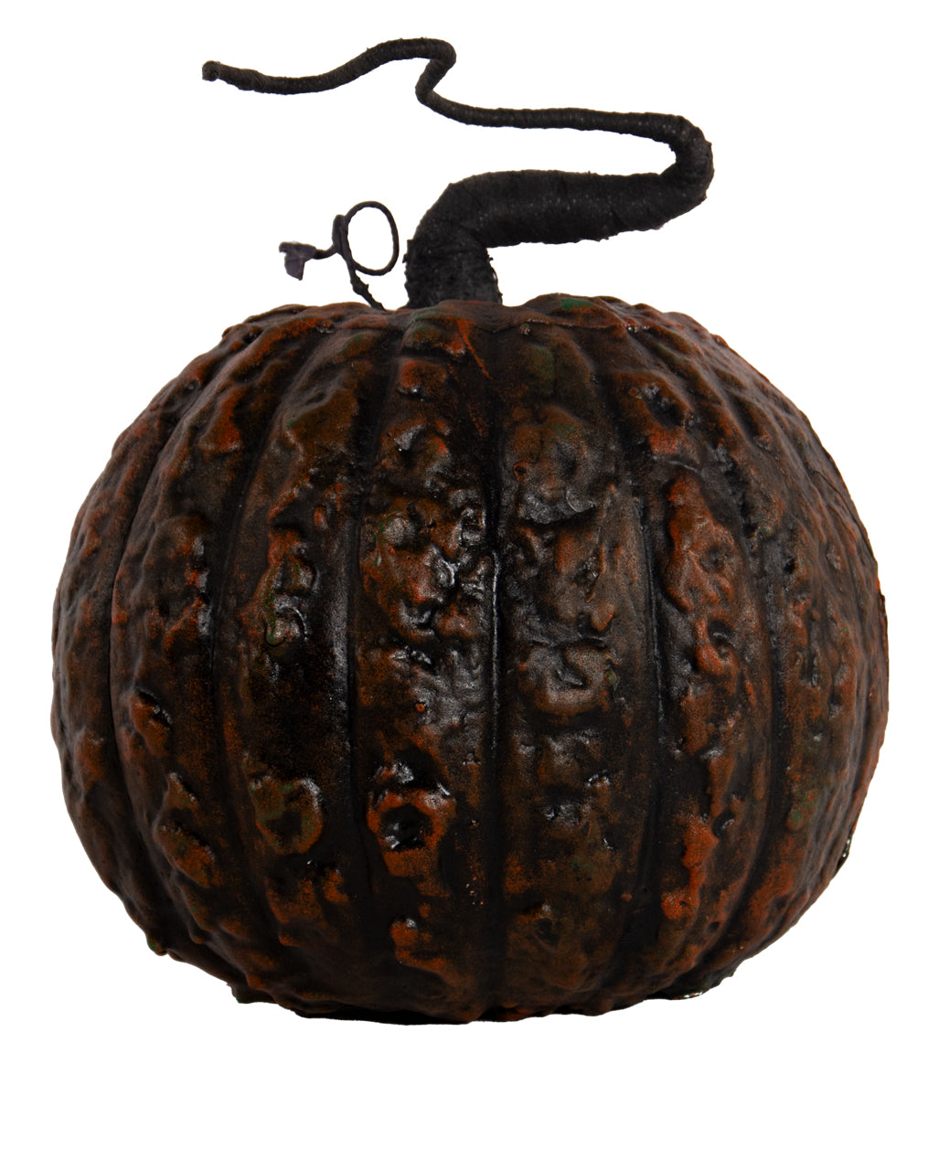 Verrotteter Halloween Kürbis mit Strunk & LED Licht 25cm