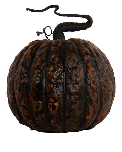 Verrotteter Halloween Kürbis mit Strunk & LED Licht 25cm
