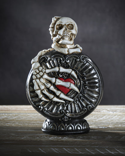 Verzierte Giftflasche mit Herz & Totenschädel 20cm