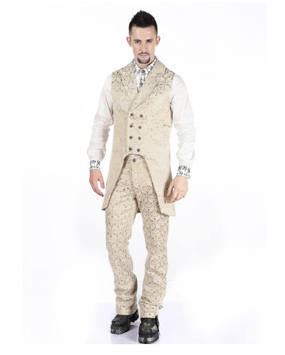 Beige Herren Gothic Brokat Hose