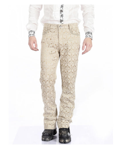 Beige Herren Gothic Brokat Hose