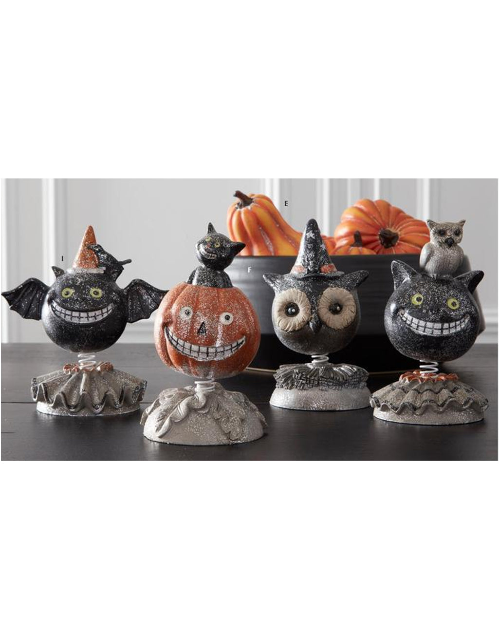 Halloween Bobble Head Eule mit Hexenhut Dekofigur 15cm