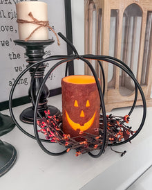 Shabby-Chic Jack-O-Lantern LED Wachskerze mit Timer 12cm
