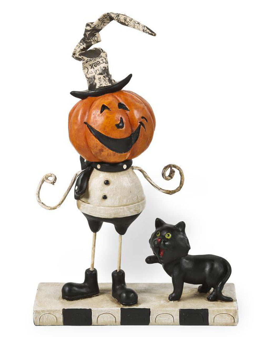 Kürbis Männlein mit Katze im Vintage Stil 19cm