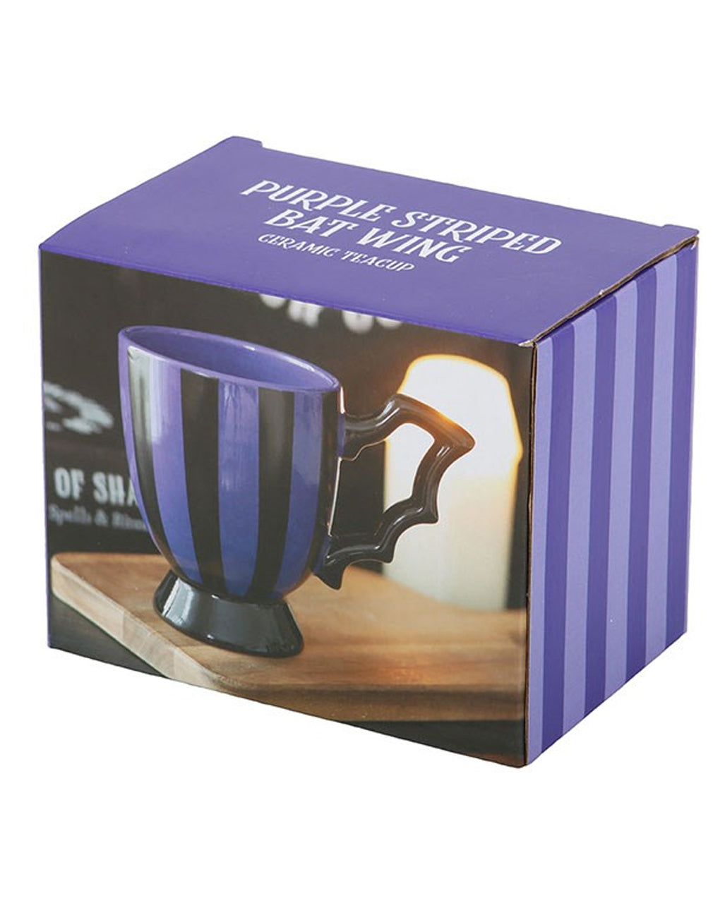 Fledermausflügel-Teetasse mit violetten Streifen