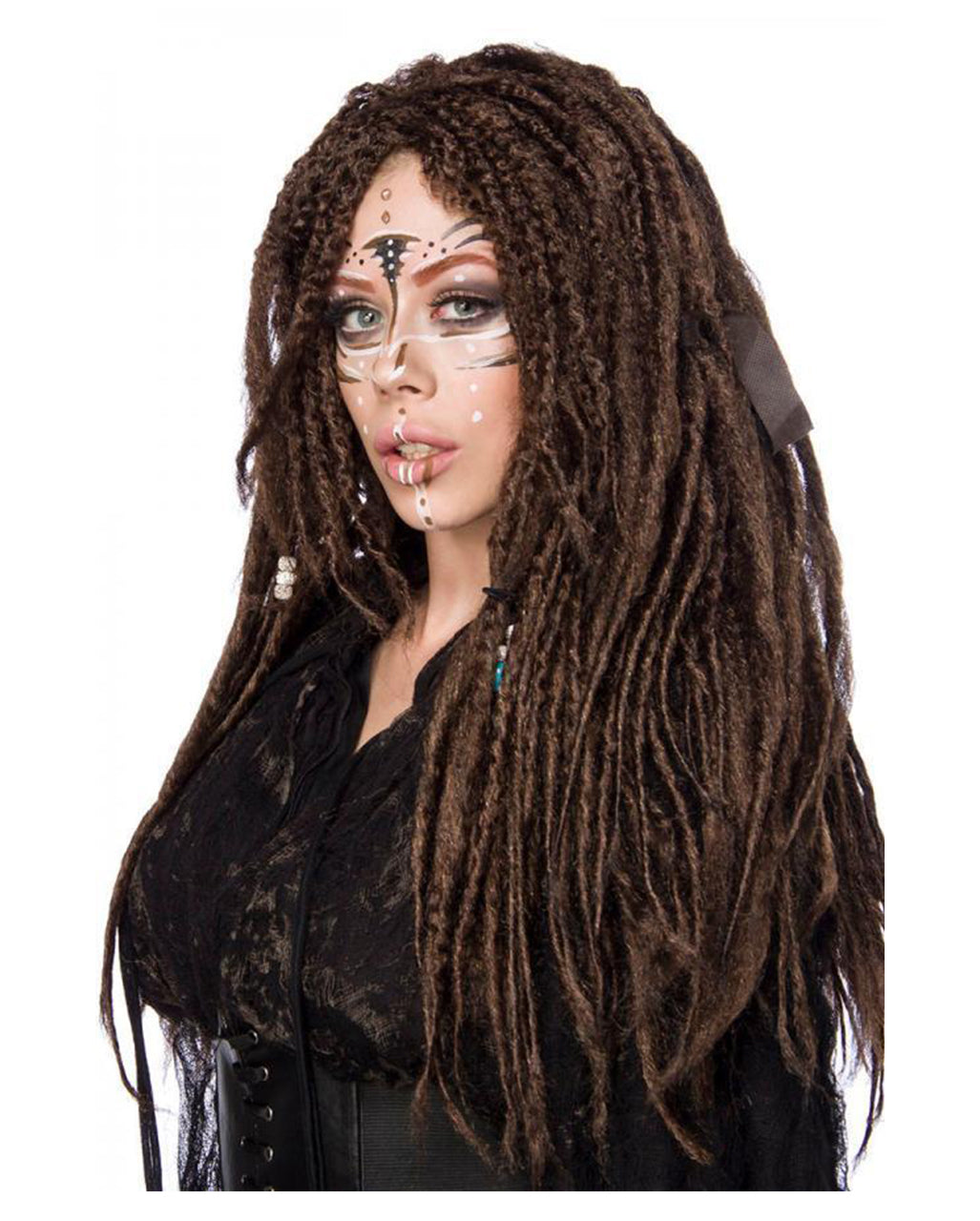 Voodoo Priesterin-Perücke mit Dreadlocks