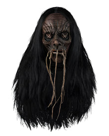 Voodoo Schrumpfkopf Maske mit Haaren