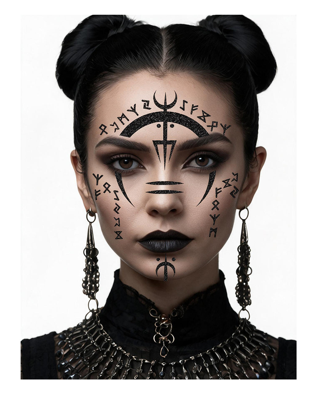 Voodoo Hexe Glitzer Gesichts-Tattoo 13x15cm