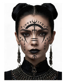 Voodoo Hexe Glitzer Gesichts-Tattoo 13x15cm