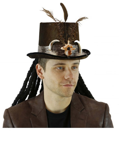 Voodoo Zylinder mit Rastalocken