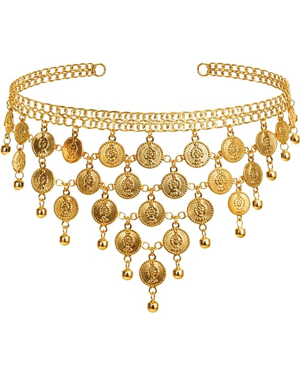 Goldener Wahrsagerin Münz Kopfschmuck & Ohrringe