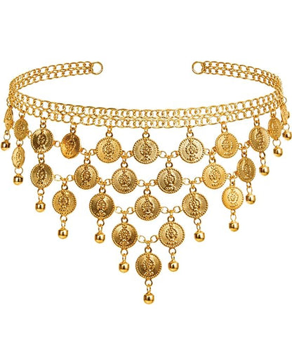 Goldener Wahrsagerin Münz Kopfschmuck & Ohrringe