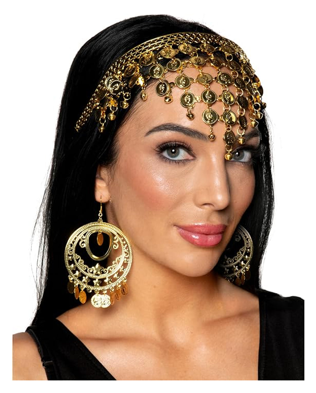 Goldener Wahrsagerin Münz Kopfschmuck & Ohrringe
