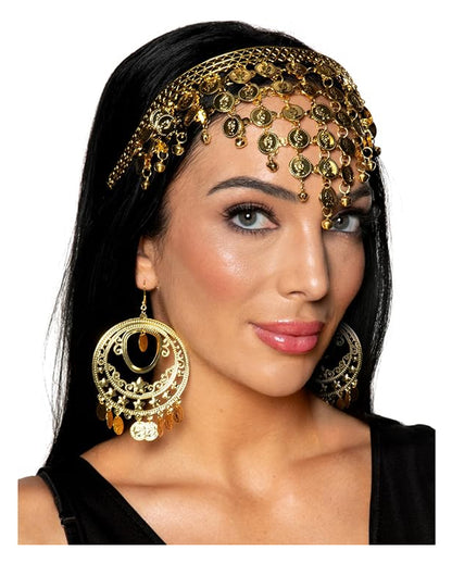 Goldener Wahrsagerin Münz Kopfschmuck & Ohrringe