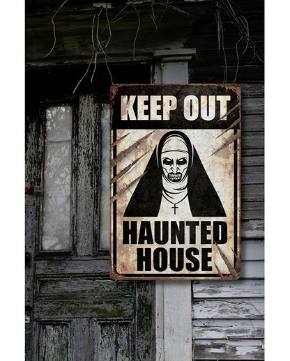 Keep Out Haunted House Warnschild Nonne 24x36 cm