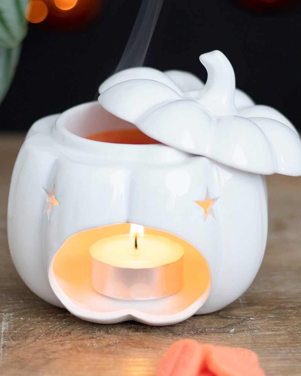 Weiße Halloween Kürbis Duftlampe