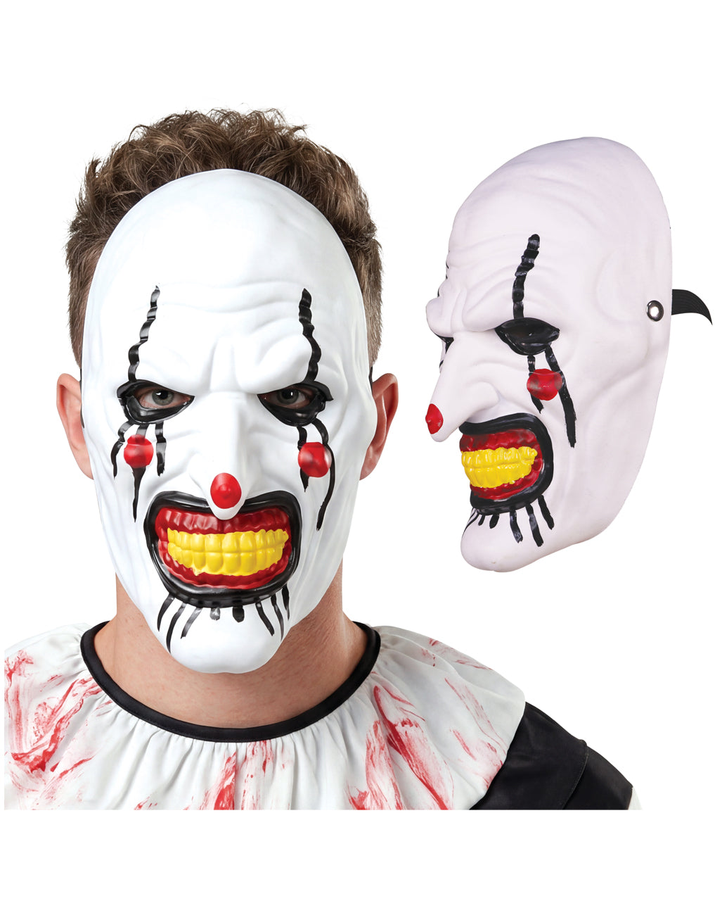 Weiße Horrorclown Halbmaske