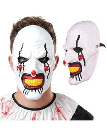 Weiße Horrorclown Halbmaske