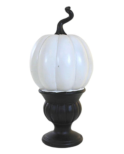 Weißer Kürbis & Gothic Podest mit LED 27cm