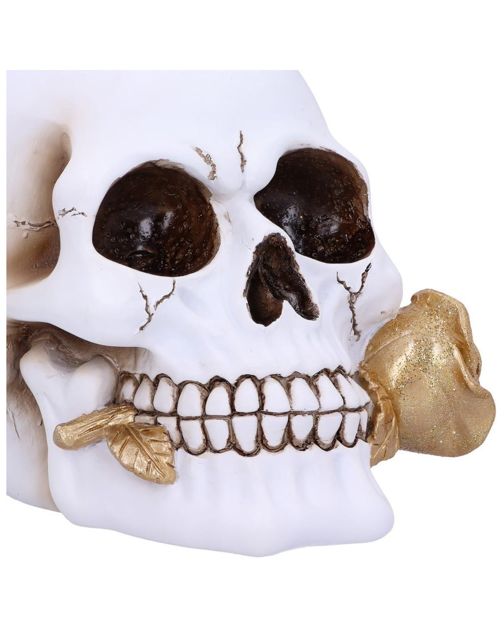 Weißer Totenkopf mit goldener Rose
