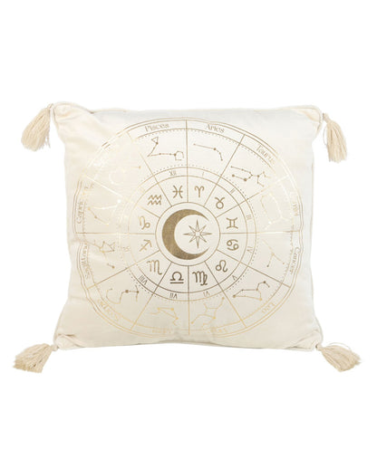 Weißes Astrologierad Kissen 35x35cm