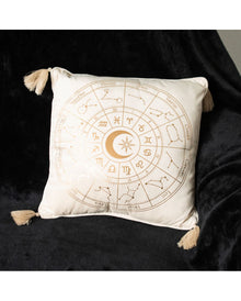 Weißes Astrologierad Kissen 35x35cm