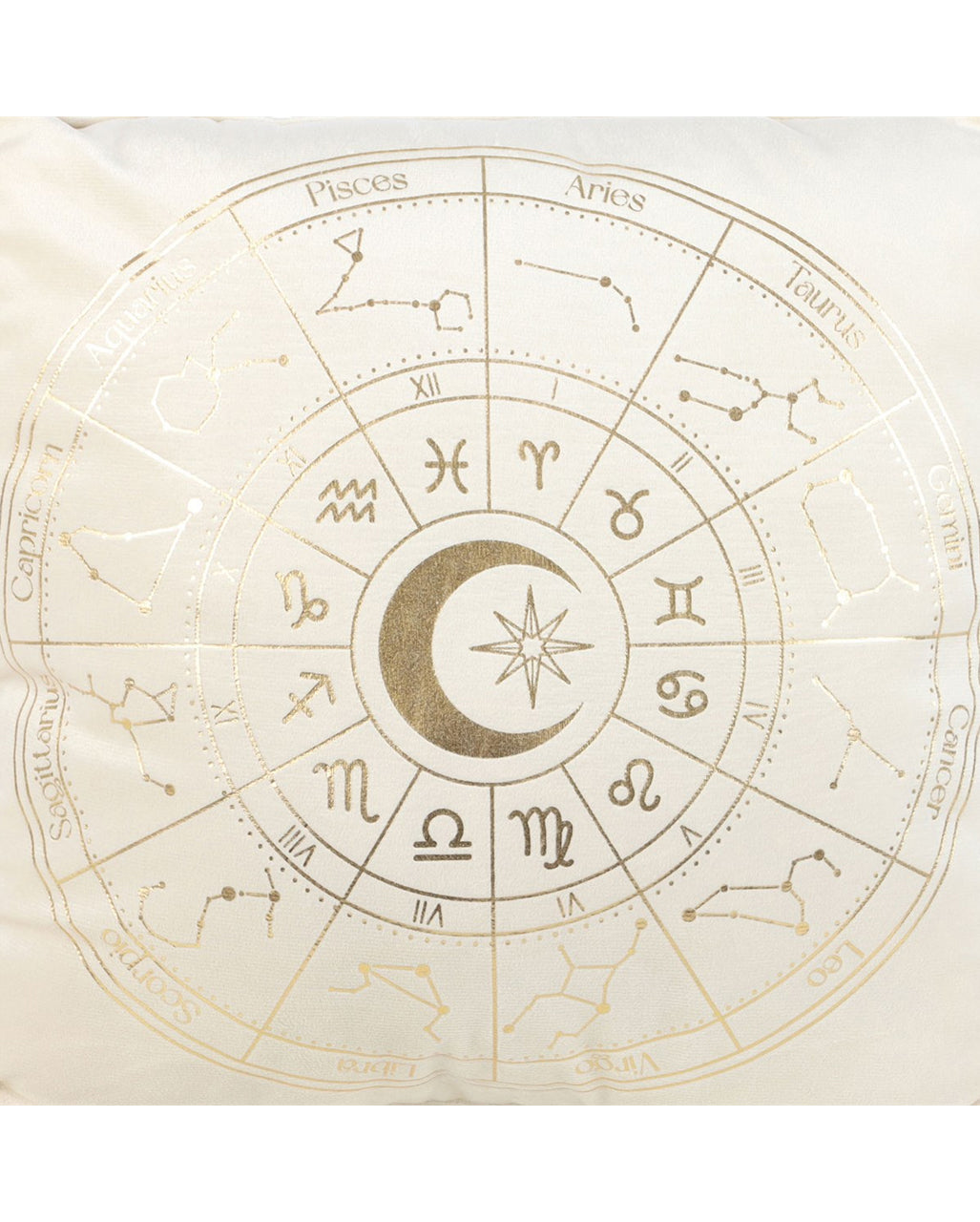 Weißes Astrologierad Kissen 35x35cm