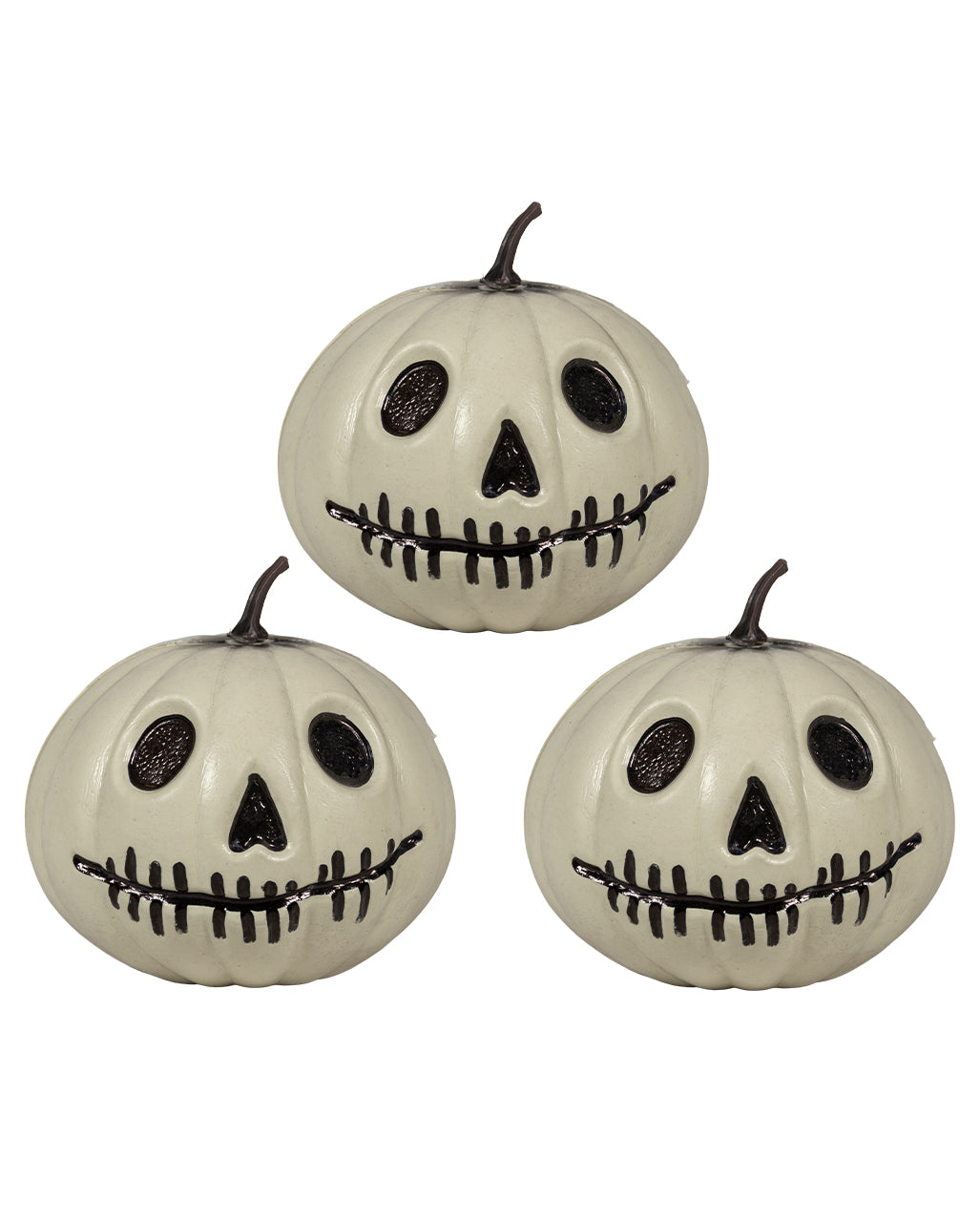 Weißes Jack O'Lantern Kürbis Deko 3er Set