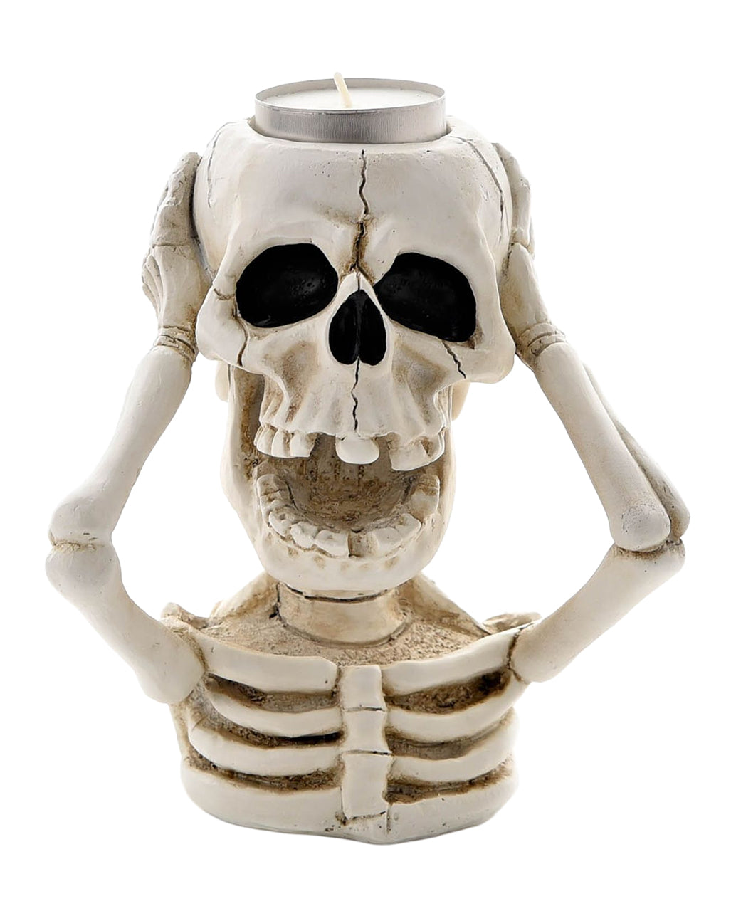 White Skeleton As Tea Light Holder 14cm