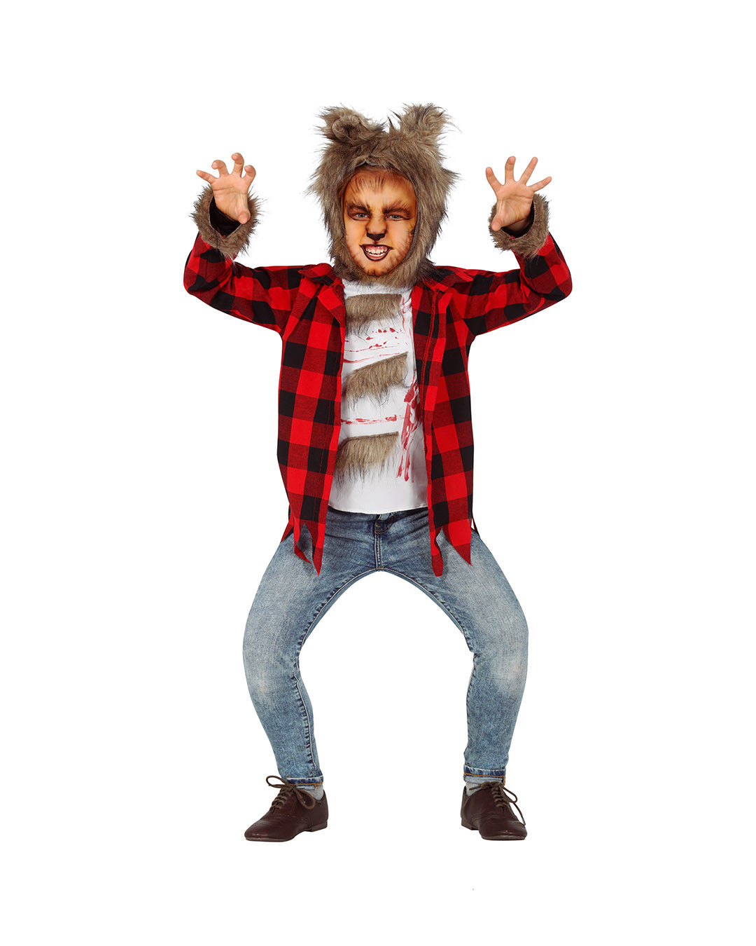 Wildes Werwolf Kinderkostüm mit Mütze