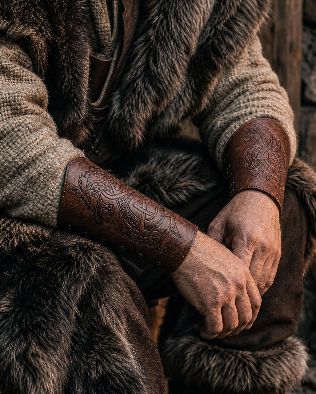Wikinger Armschienen zum Schnüren Braun