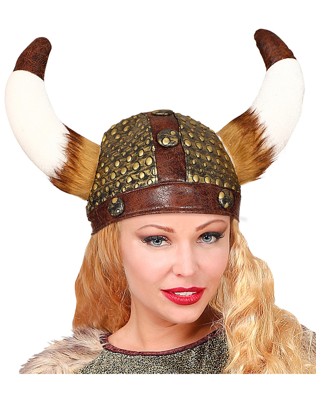 Wikinger Helm Faxe mit Kunstfell in Lederoptik