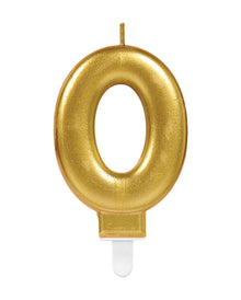Metallic Zahlenkerze 0 Gold